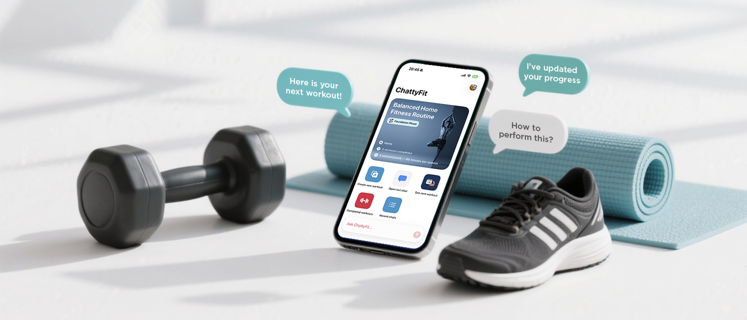 ChattyFit app with fitness gear