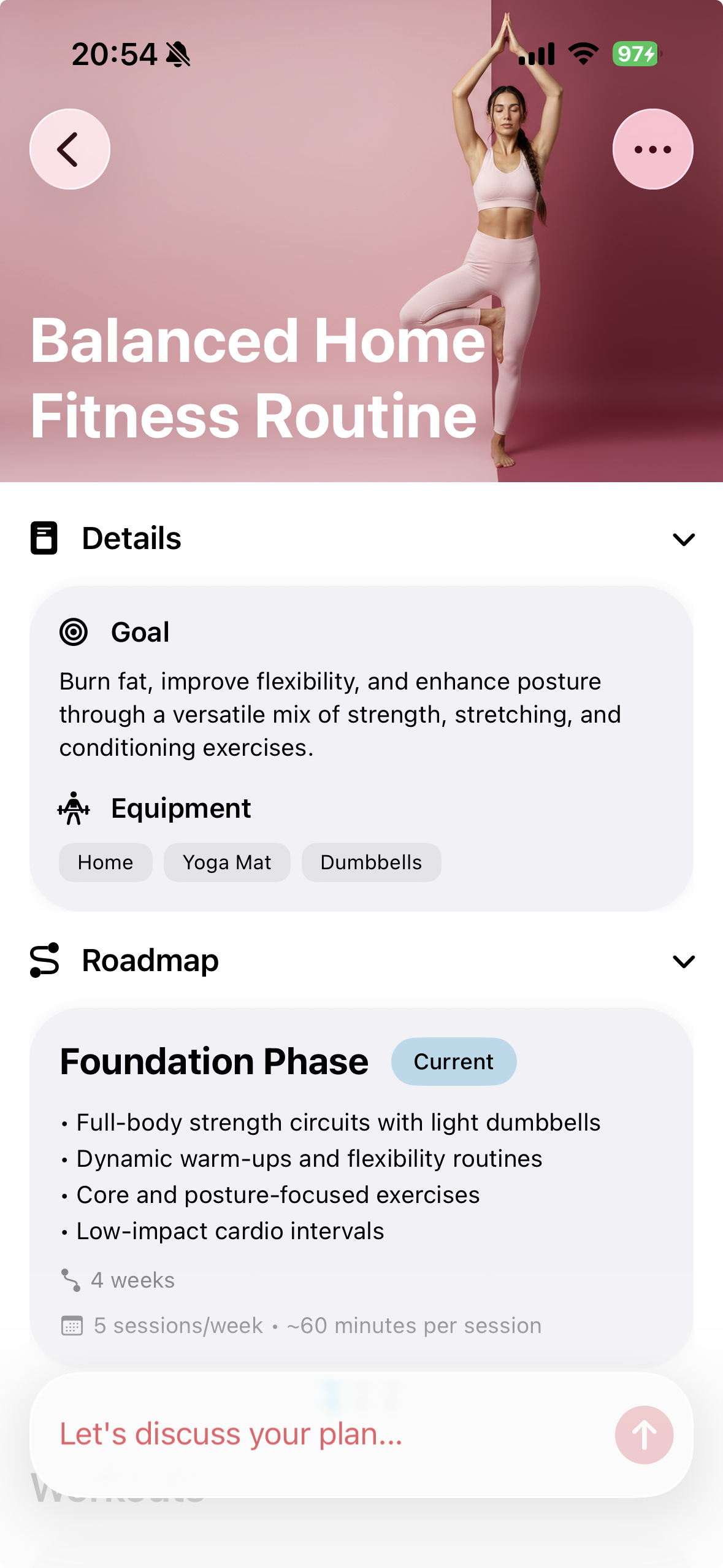 ChattyFit personalized workout plan